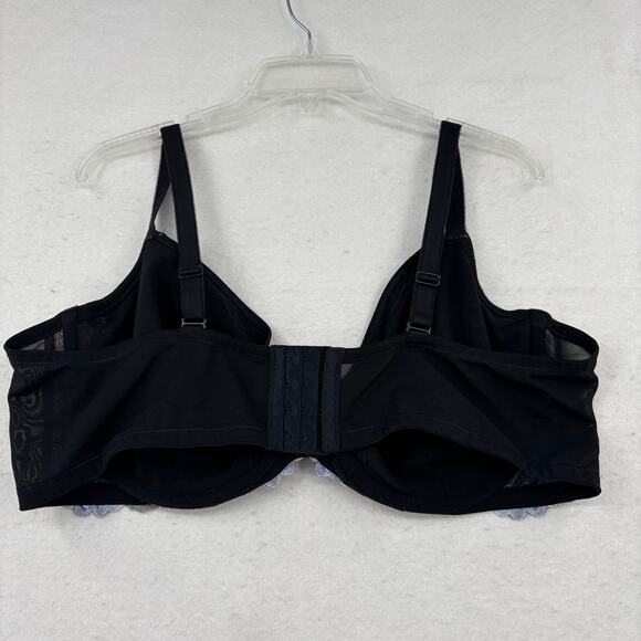Torrid Curve Bra Size 48D Balconette Unlined Black Floral Lace Underwire - Picture 5 of 9
